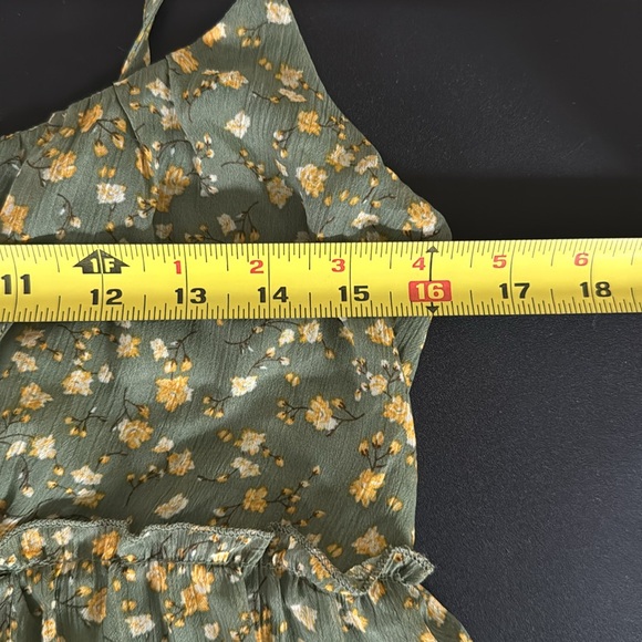 Women's Lined Babydoll Tiered Green Cottagecore Dress Adjustable Straps ‎ Size L - Picture 7 of 13